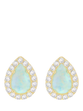 IBB gold opal cubic zirconia stud earrings 8.8x6.7mm, imported from the UK