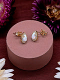 IBB gold opal cubic zirconia stud earrings 8.8x6.7mm, imported from the UK