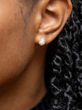IBB gold opal cubic zirconia stud earrings 8.8x6.7mm, imported from the UK
