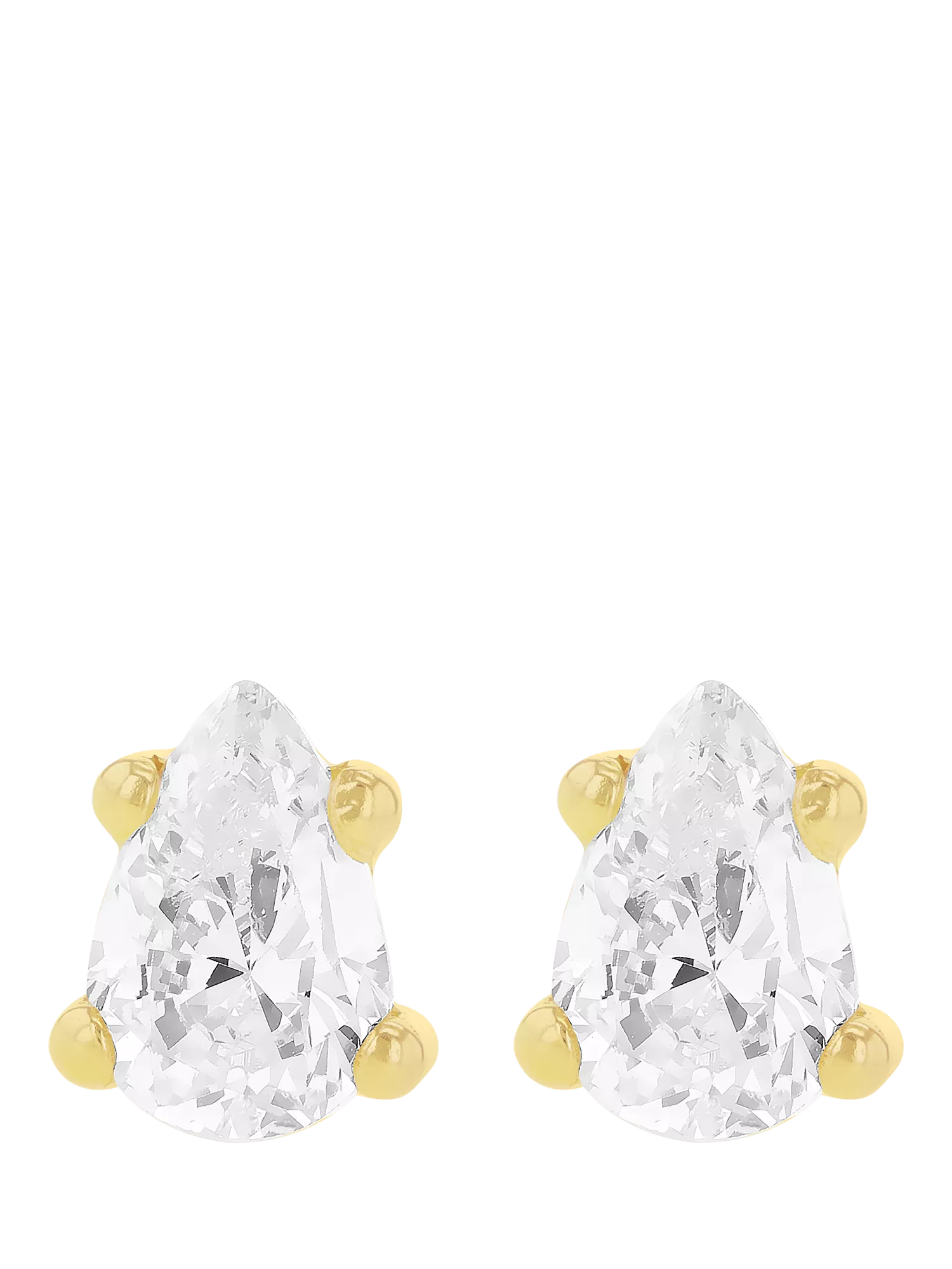 IBB 9ct gold cubic zirconia pear stud earrings, imported from the UK