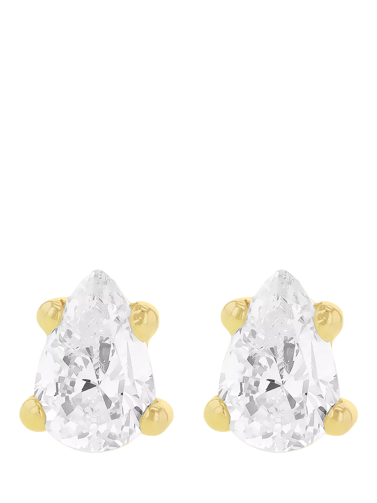 IBB 9ct gold cubic zirconia pear stud earrings, imported from the UK