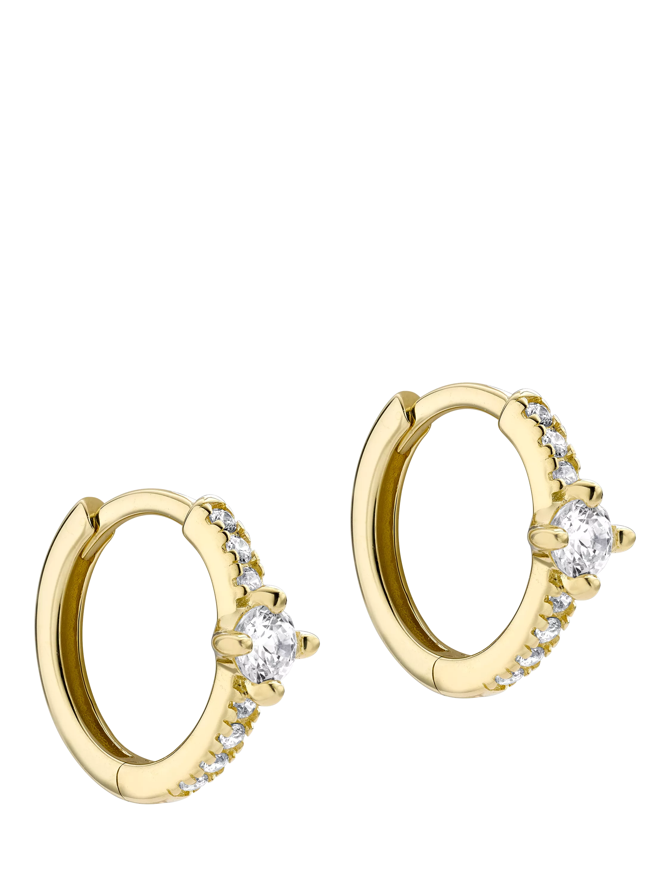 IBB star huggie hoop cubic zirconia gold earrings 1.3cm (British brand)