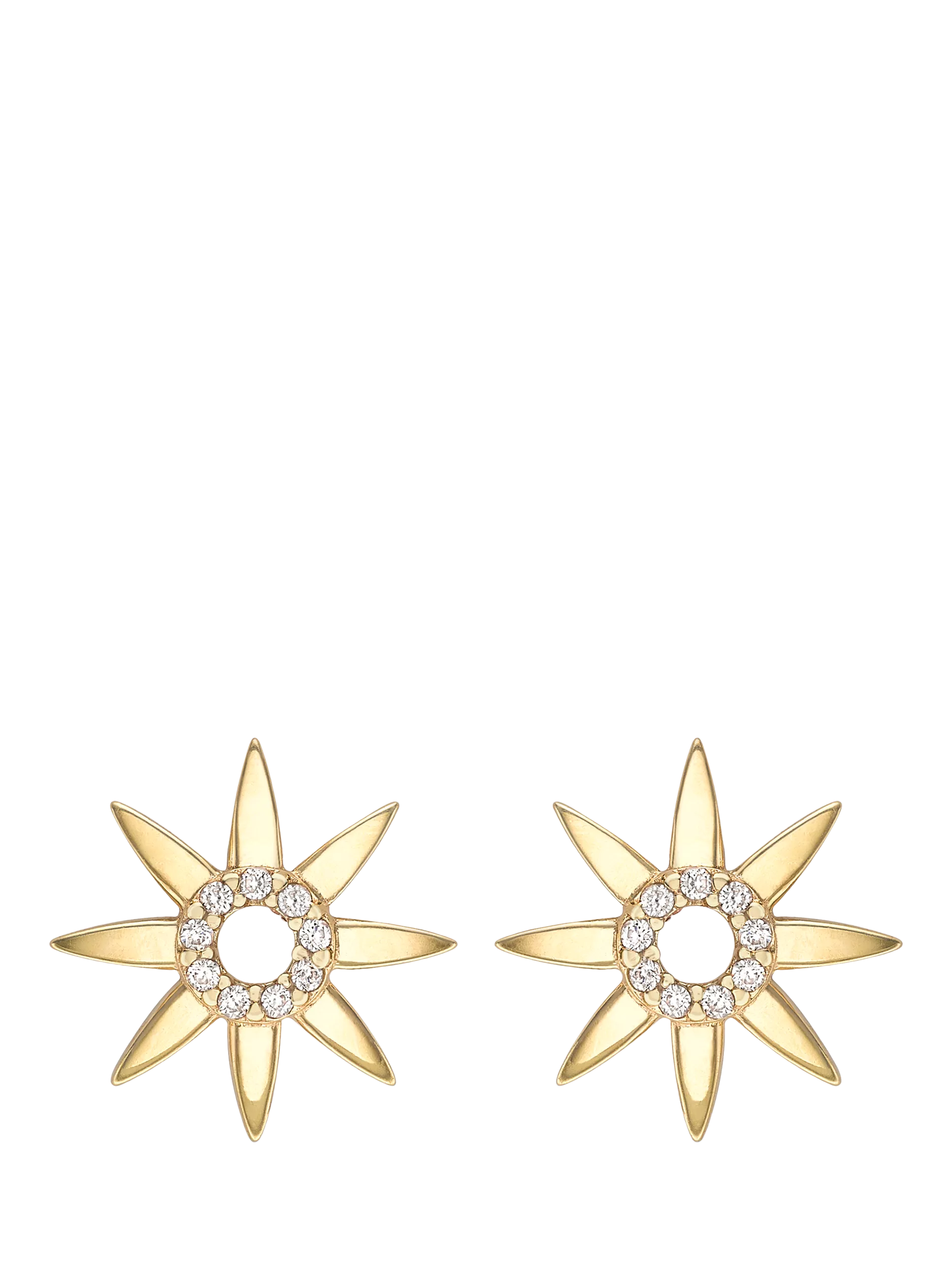 IBB 9ct gold cubic zirconia flower stud earrings, UK version