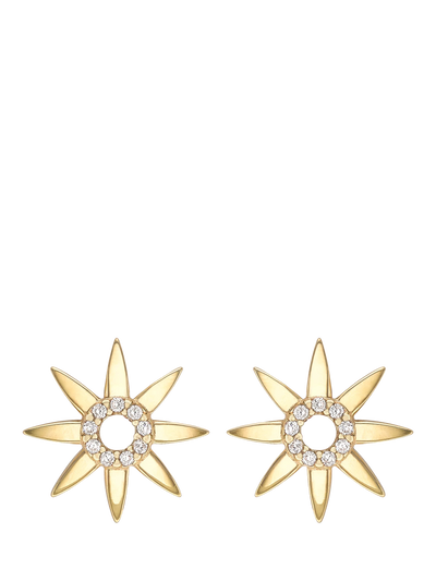 John Lewis IBB 9ct Gold Cubic Zirconia Flower Stud Earrings- Buy online at McGrocer