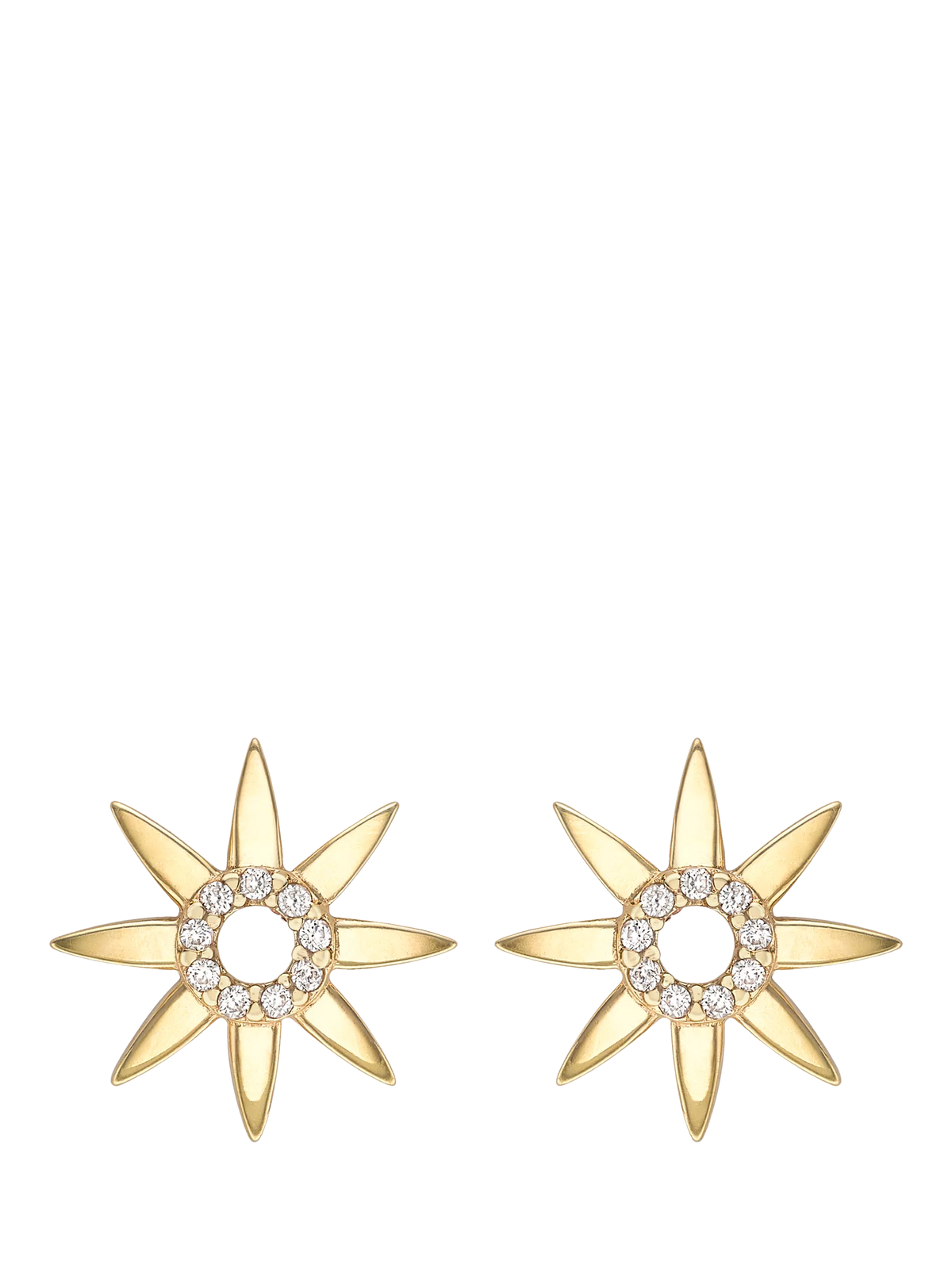 IBB 9ct gold cubic zirconia flower stud earrings, UK version