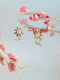 IBB 9ct gold cubic zirconia flower stud earrings, UK version