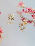 IBB 9ct gold cubic zirconia flower stud earrings, UK version