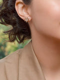 IBB 9ct gold cubic zirconia flower stud earrings, UK version