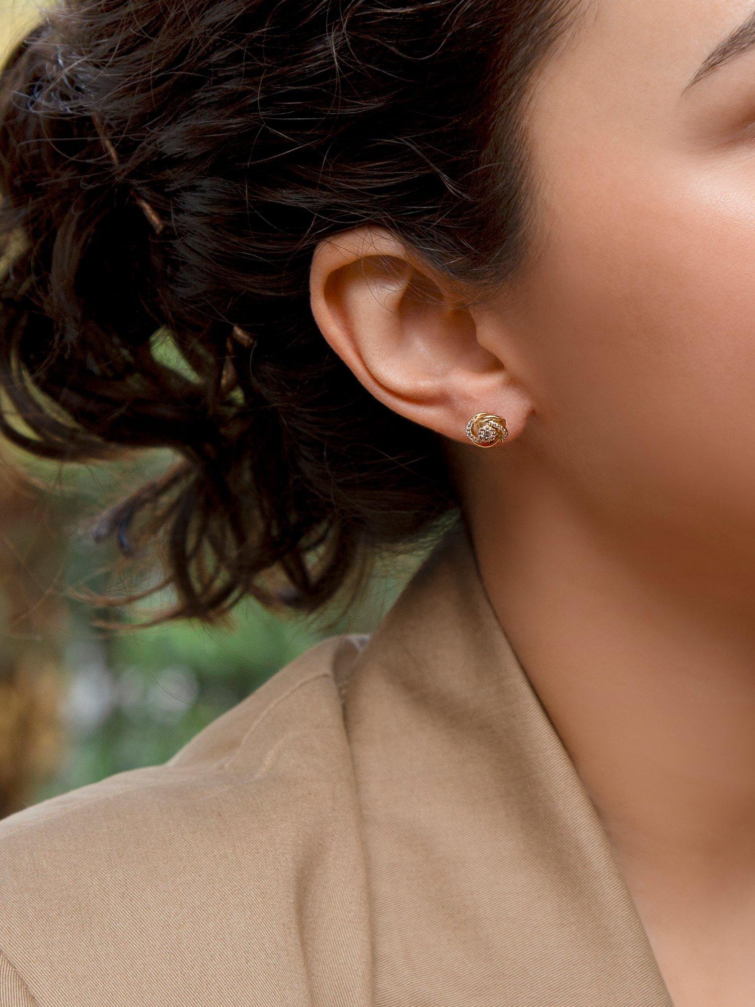 IBB gold cubic zirconia rose stud earrings, UK version