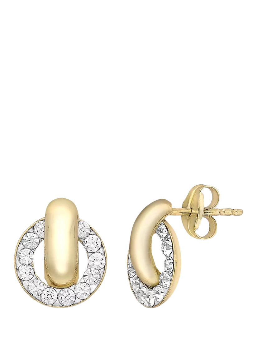 IBB 9ct gold cubic zirconia ring link stud earrings (British brand)