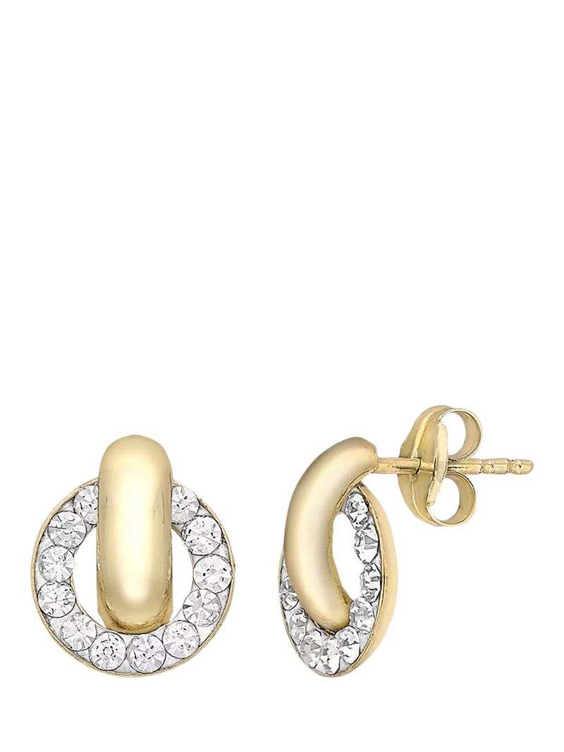 IBB 9ct gold cubic zirconia ring link stud earrings (British brand)
