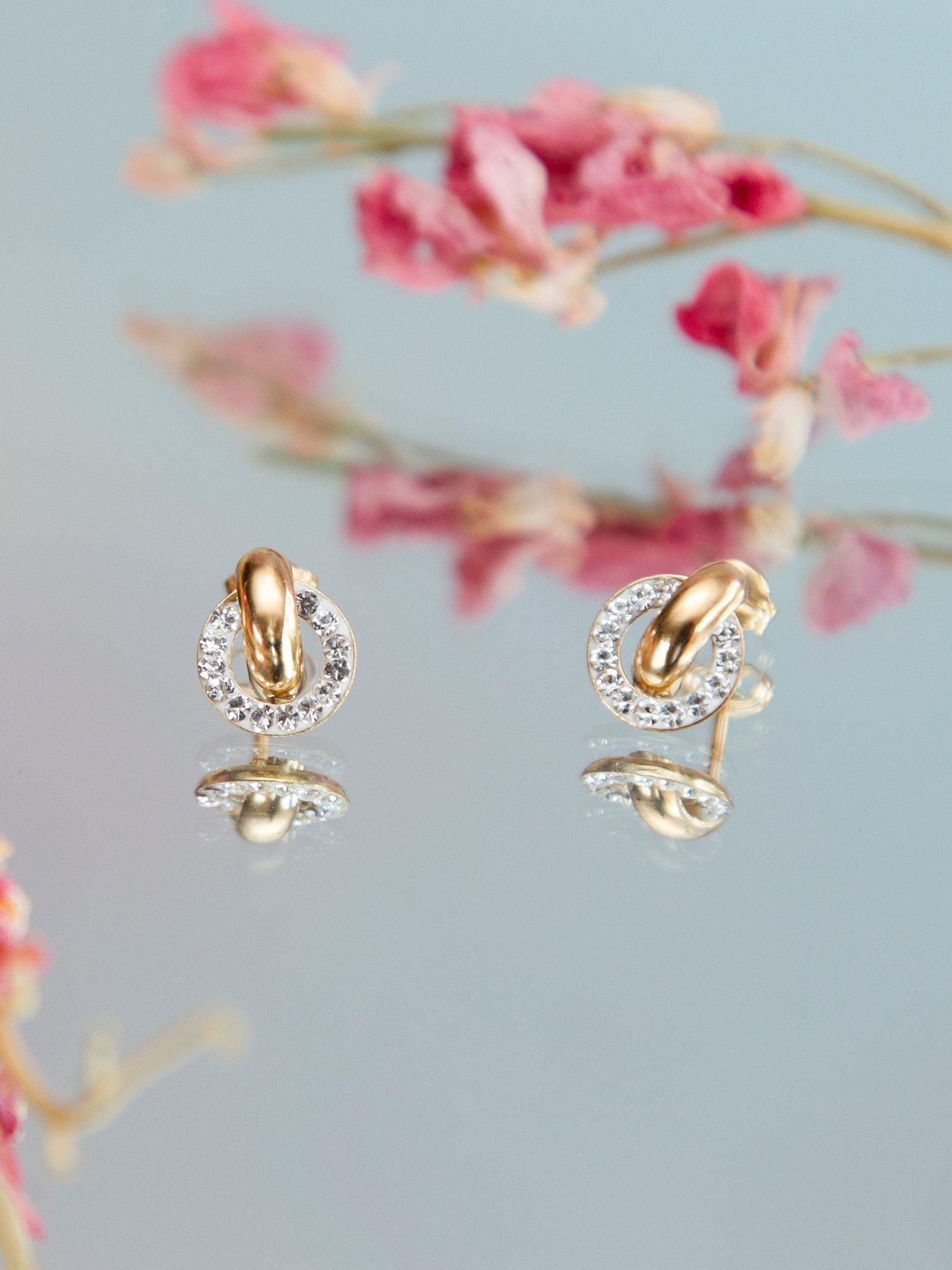 IBB 9ct gold cubic zirconia ring link stud earrings (British brand)