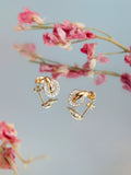 IBB 9ct gold cubic zirconia ring link stud earrings (British brand)