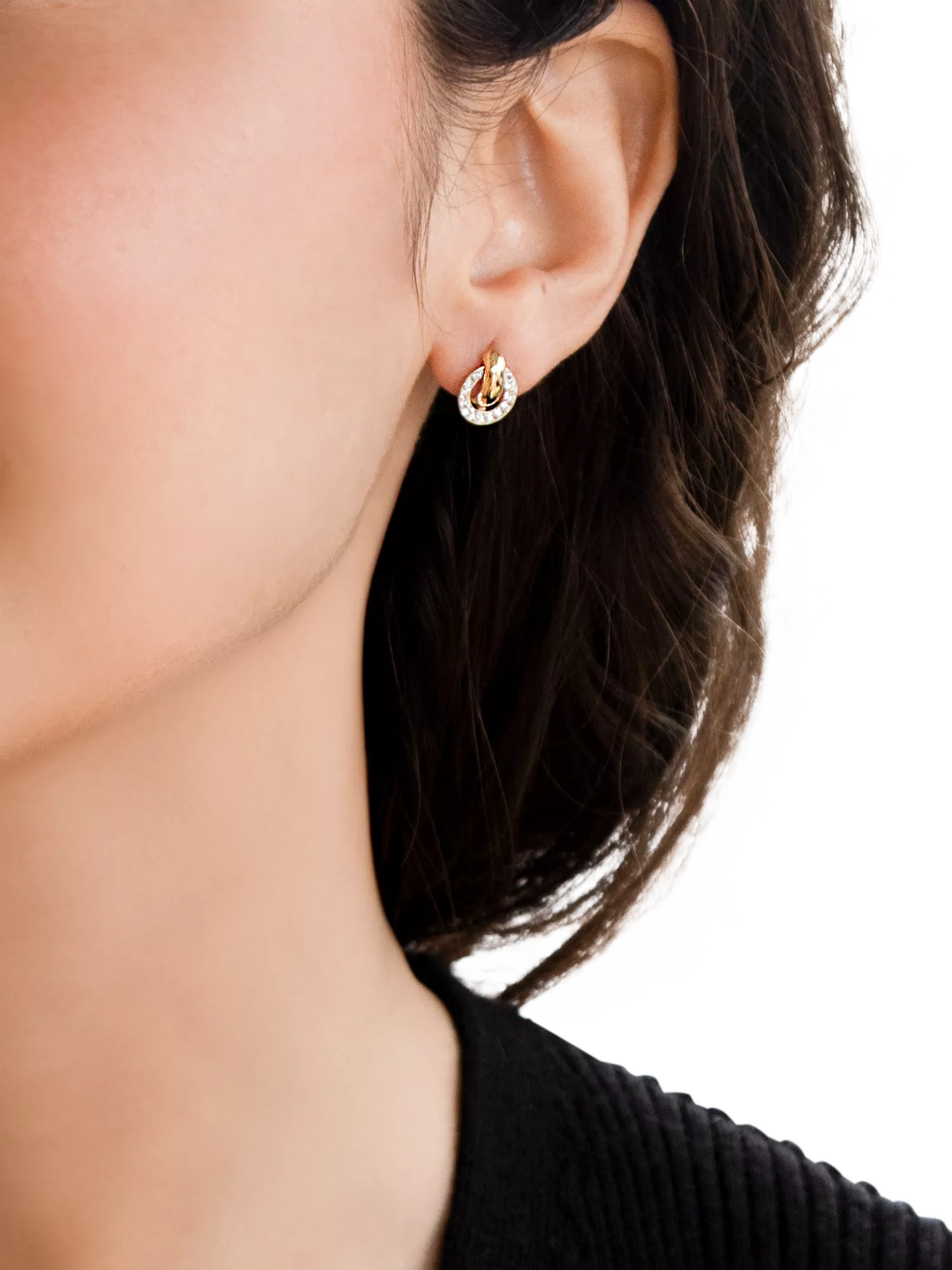IBB 9ct gold cubic zirconia ring link stud earrings (British brand)