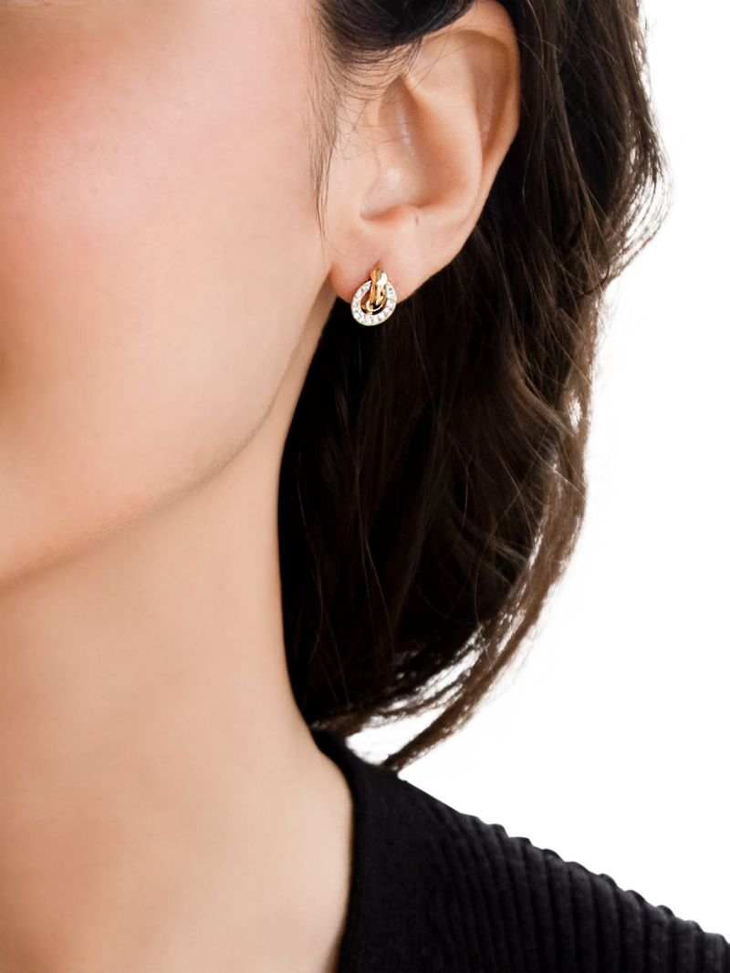 IBB 9ct gold cubic zirconia ring link stud earrings (British brand)