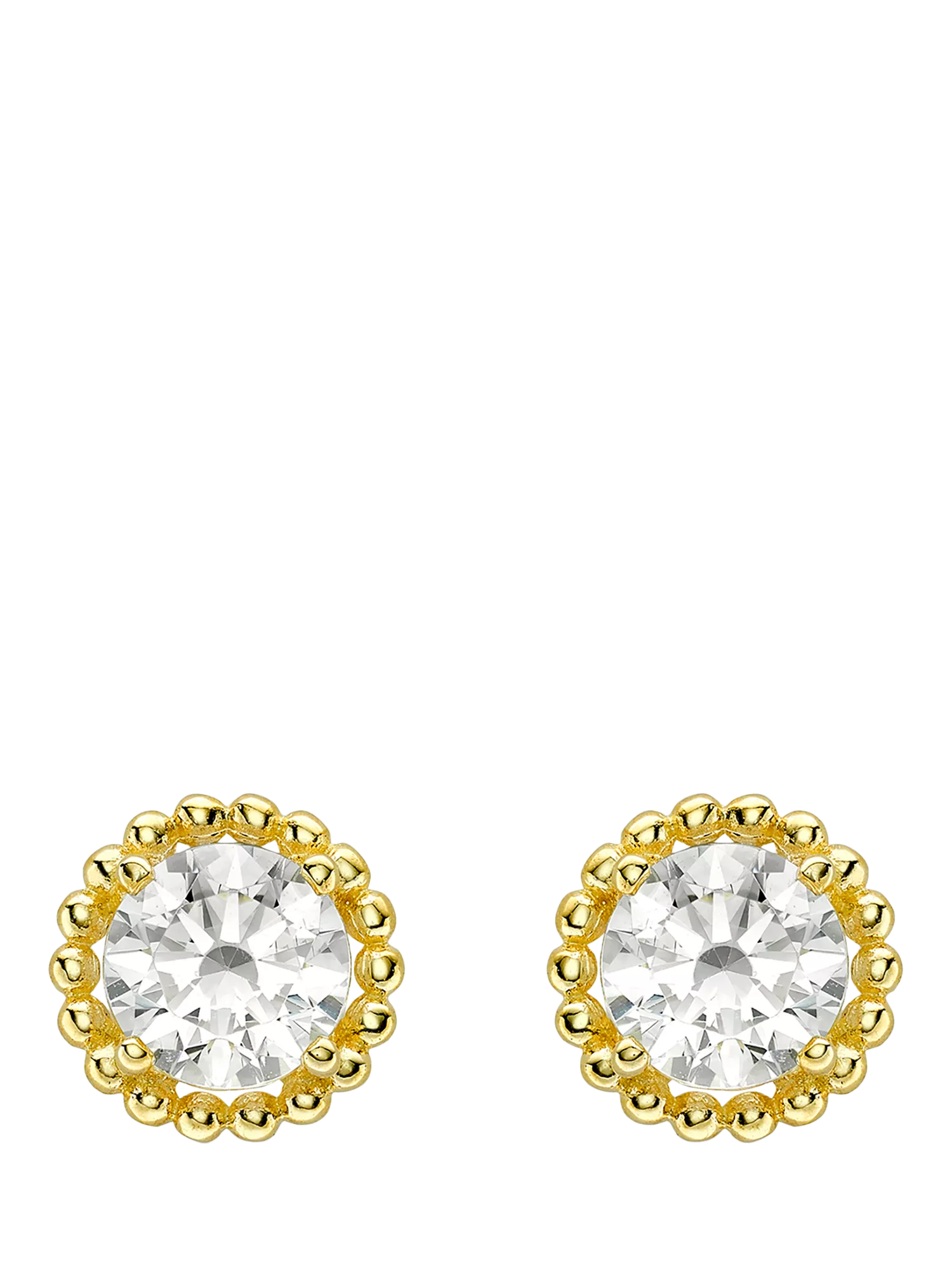 IBB 9ct gold cubic zirconia halo stud earrings, imported from the UK