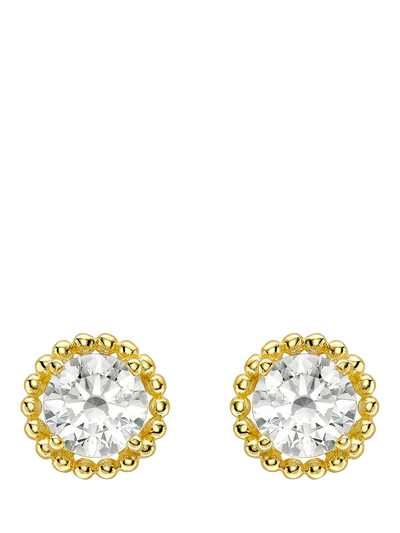 John Lewis IBB 9ct Gold Cubic Zirconia Halo Stud Earrings- Buy online at McGrocer