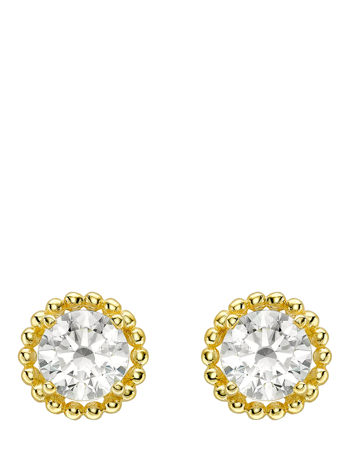 IBB 9ct gold cubic zirconia halo stud earrings, imported from the UK