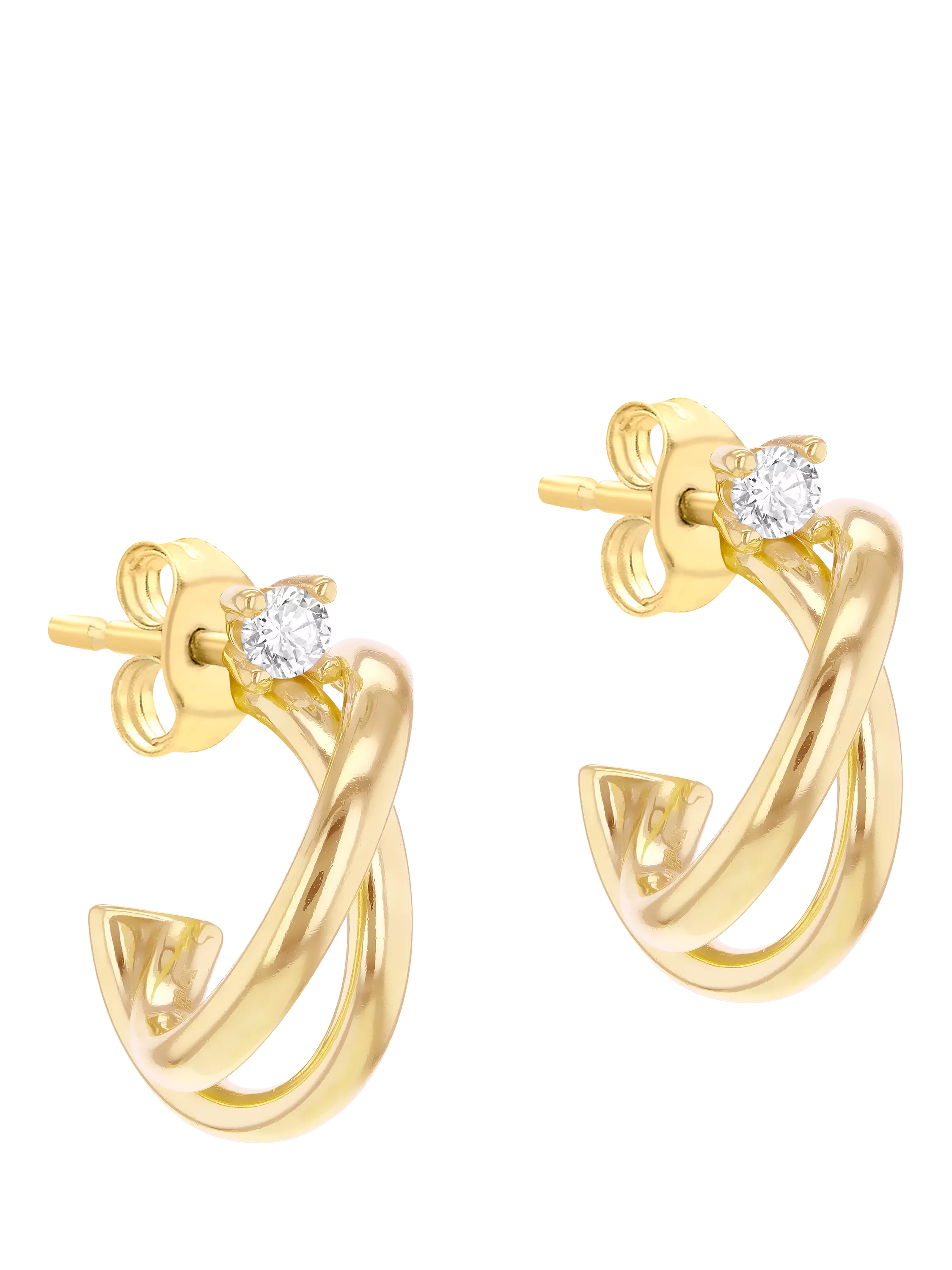 IBB 9ct gold cubic zirconia hoop earrings (British brand)