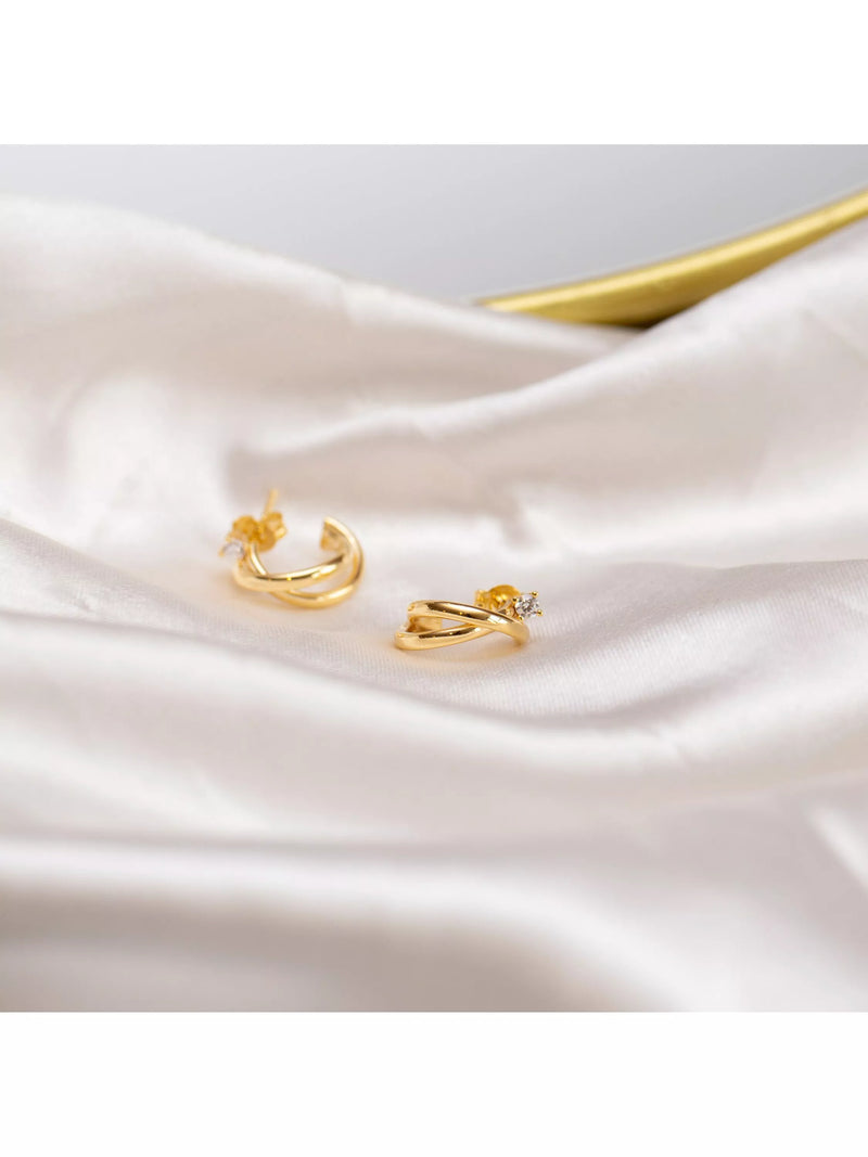 IBB 9ct gold cubic zirconia hoop earrings (British brand)