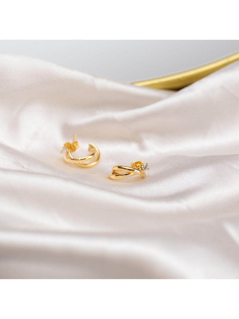 IBB 9ct gold cubic zirconia hoop earrings (British brand)