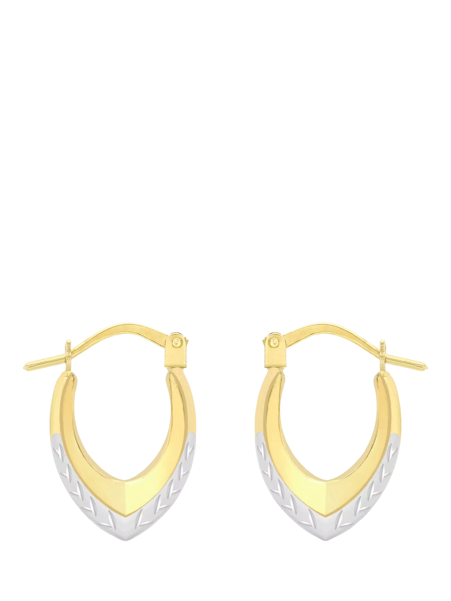 IBB 9ct two-tone gold diamond cut creole hoop earrings - British product