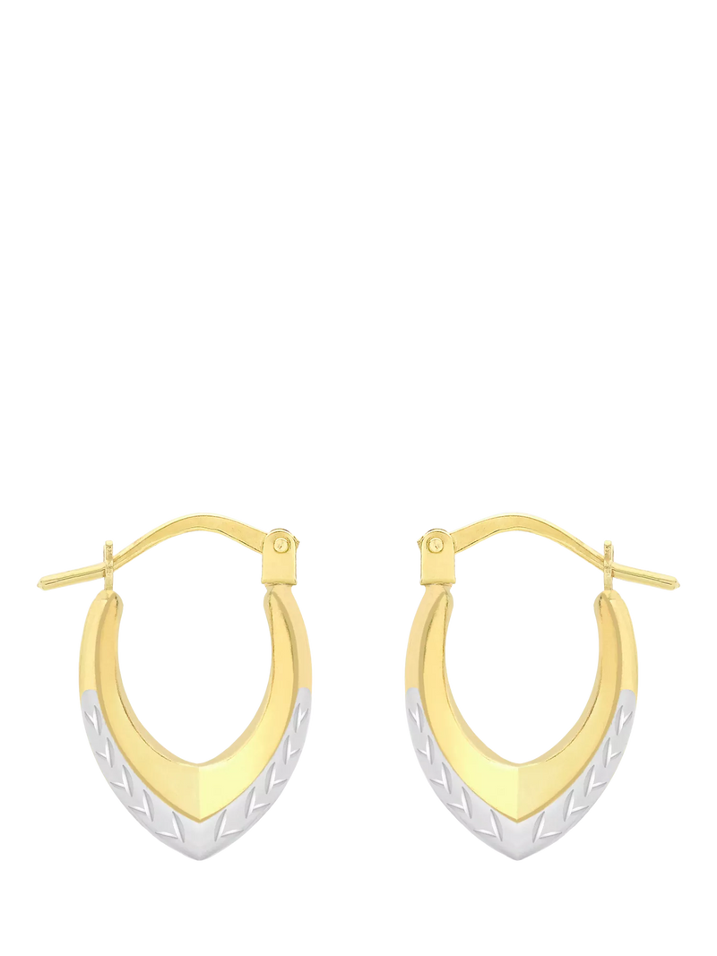 IBB 9ct two-tone gold diamond cut creole hoop earrings - British product