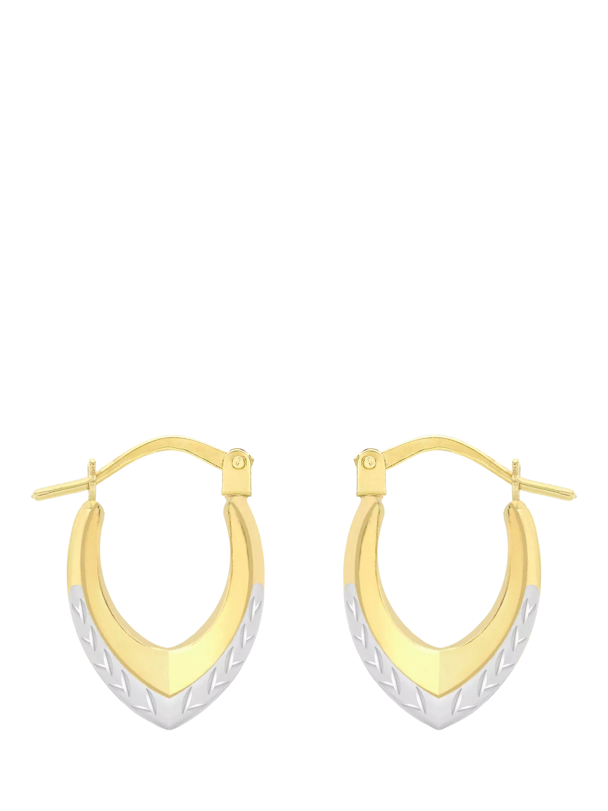 IBB 9ct two-tone gold diamond cut creole hoop earrings - British product