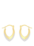 IBB 9ct two-tone gold diamond cut creole hoop earrings - British product