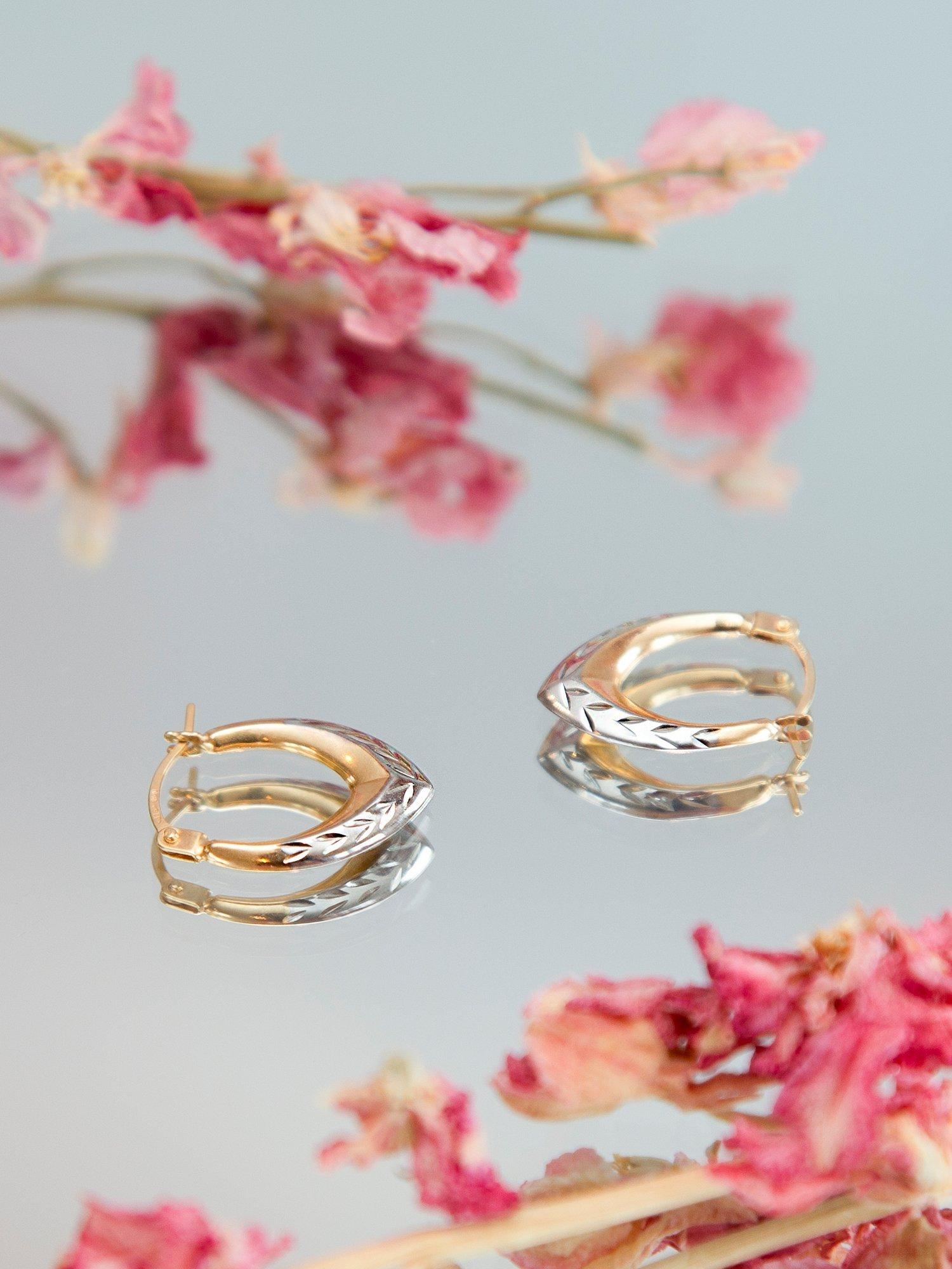 IBB 9ct two-tone gold diamond cut creole hoop earrings - British product
