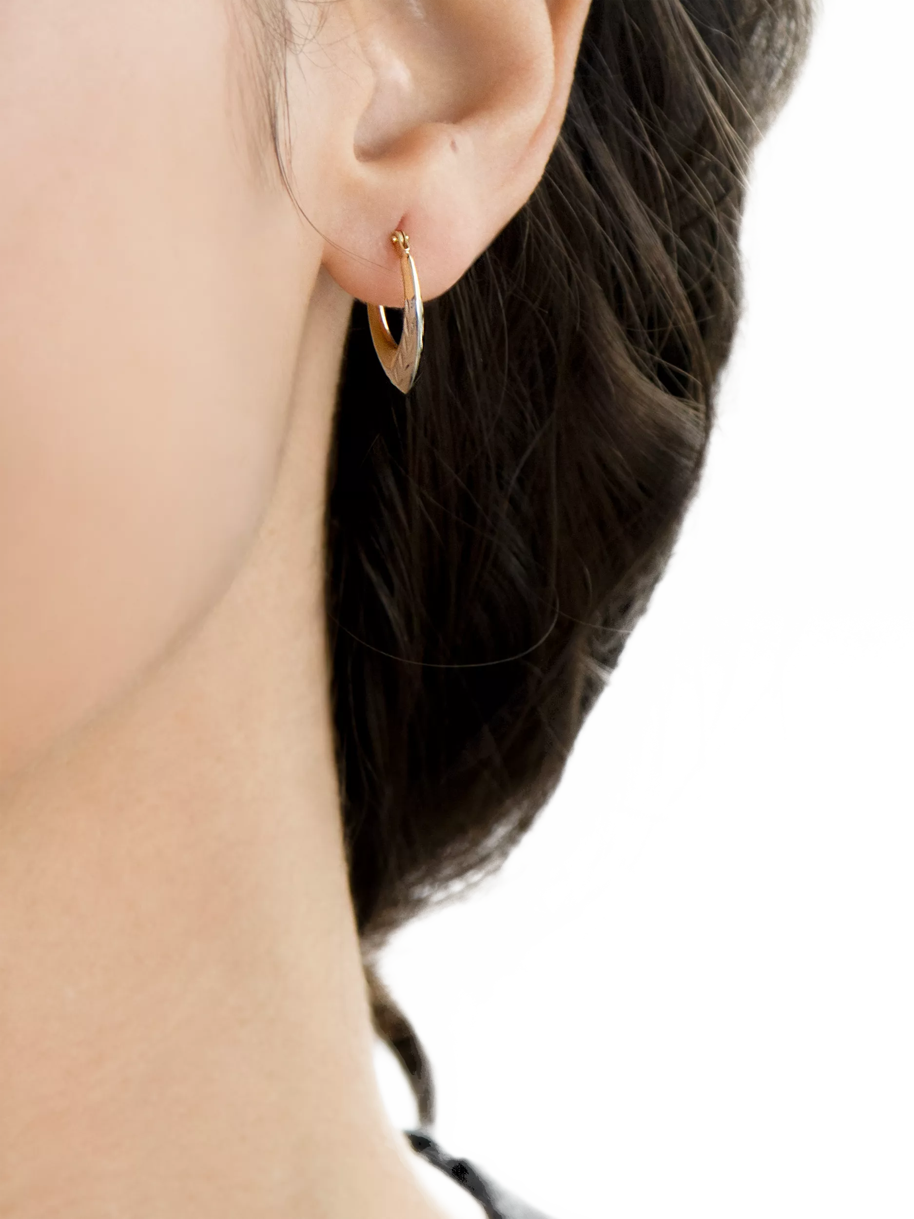 IBB 9ct two-tone gold diamond cut creole hoop earrings - British product
