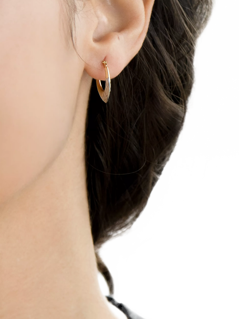 IBB 9ct two-tone gold diamond cut creole hoop earrings - British product