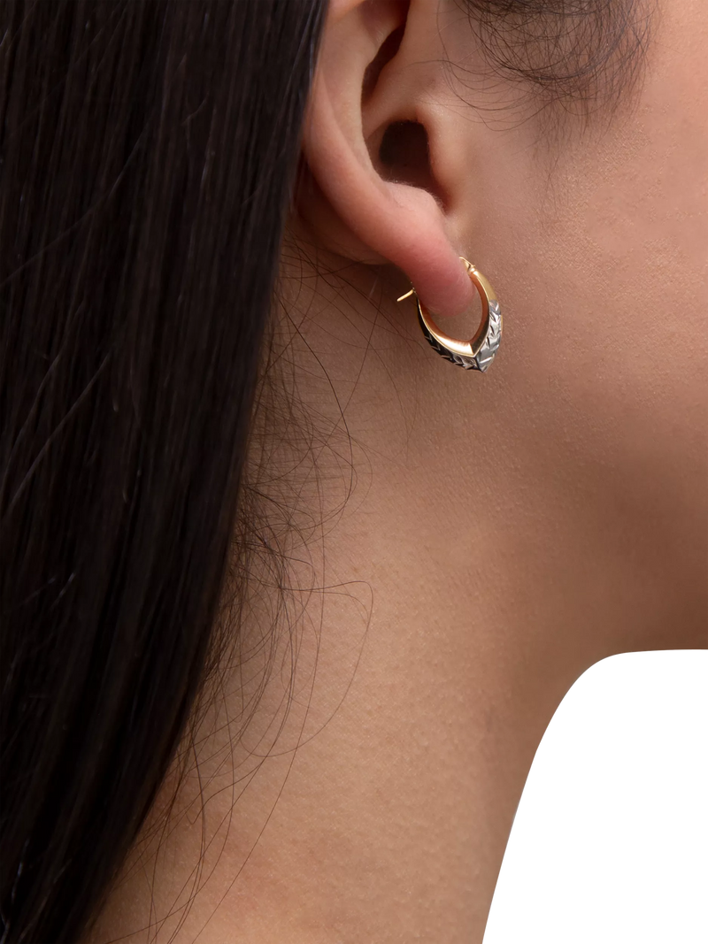 IBB 9ct two-tone gold diamond cut creole hoop earrings - British product