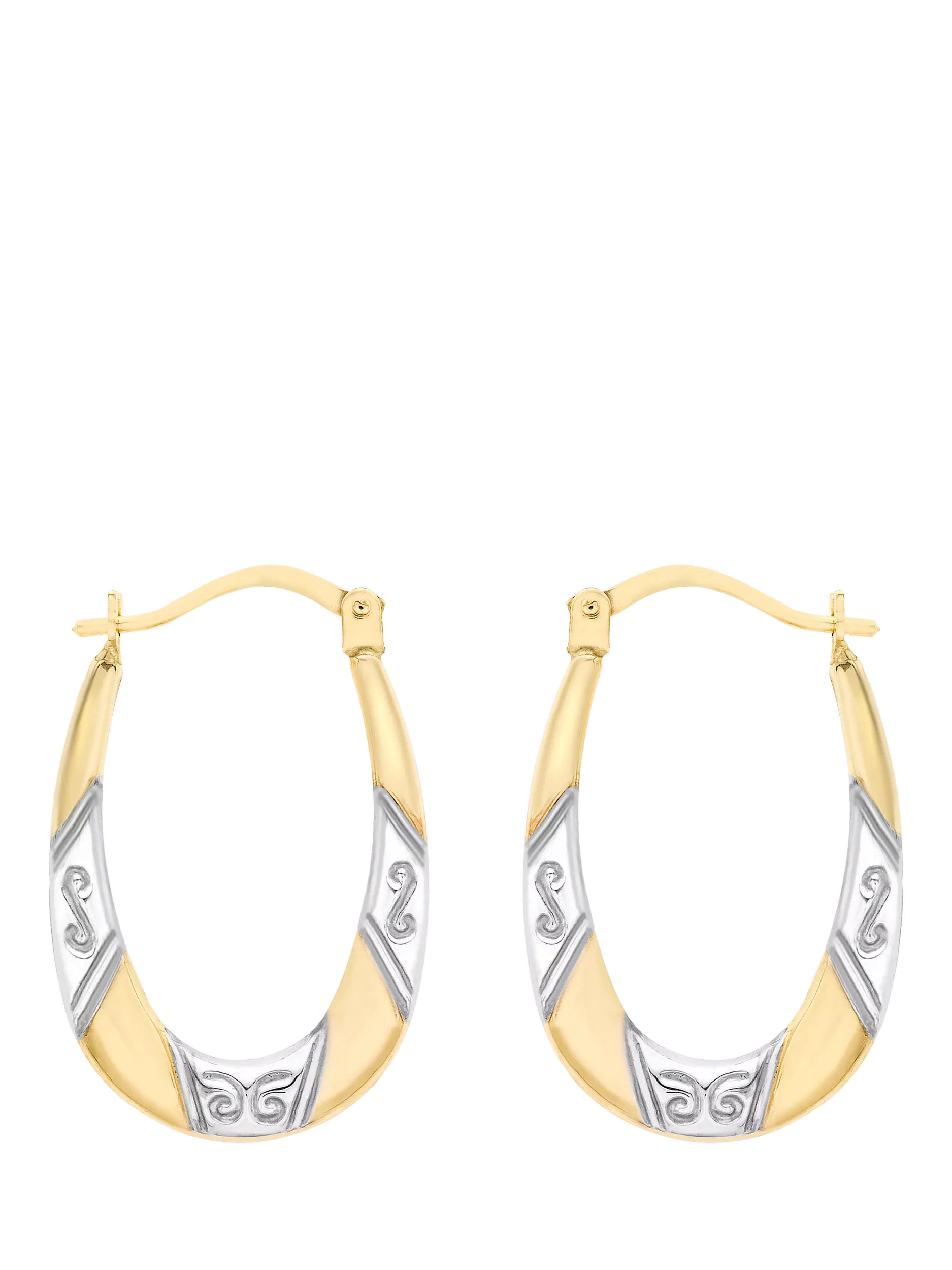 IBB 9ct two-tone gold creole hoop earrings, imported from the UK