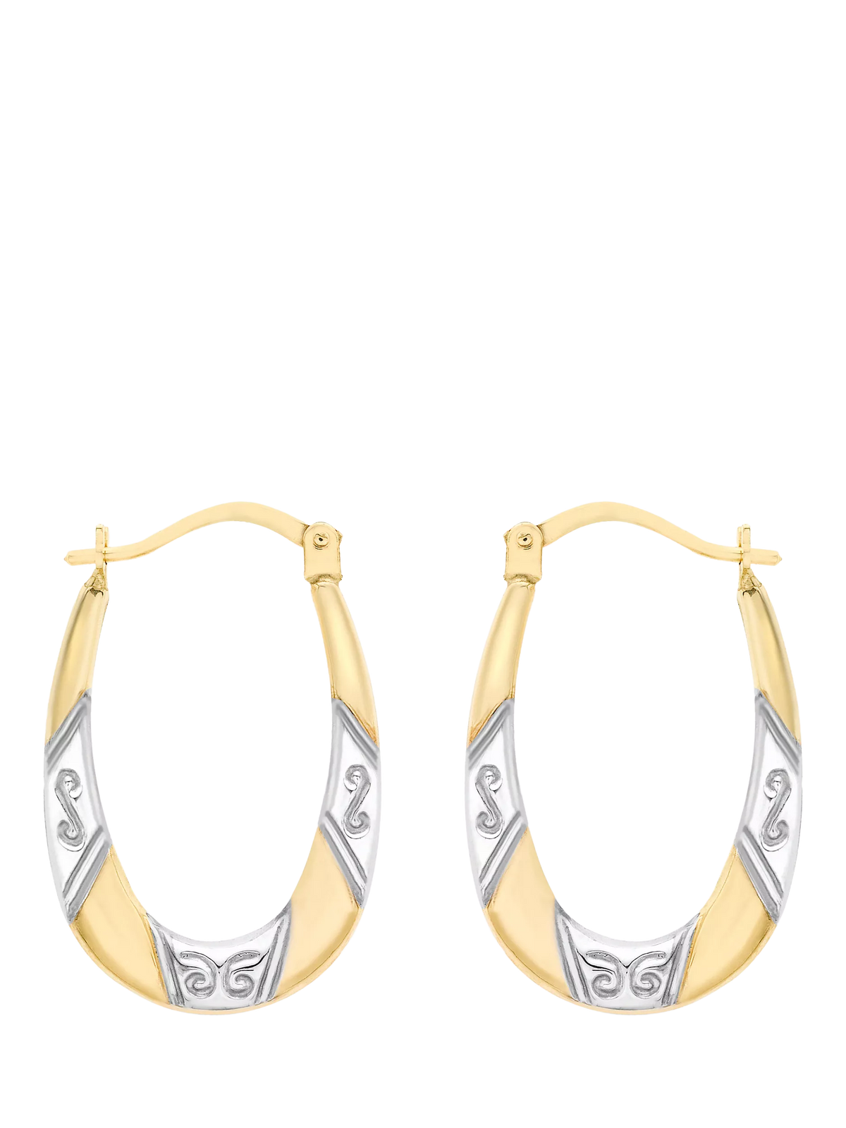IBB 9ct two-tone gold creole hoop earrings, imported from the UK