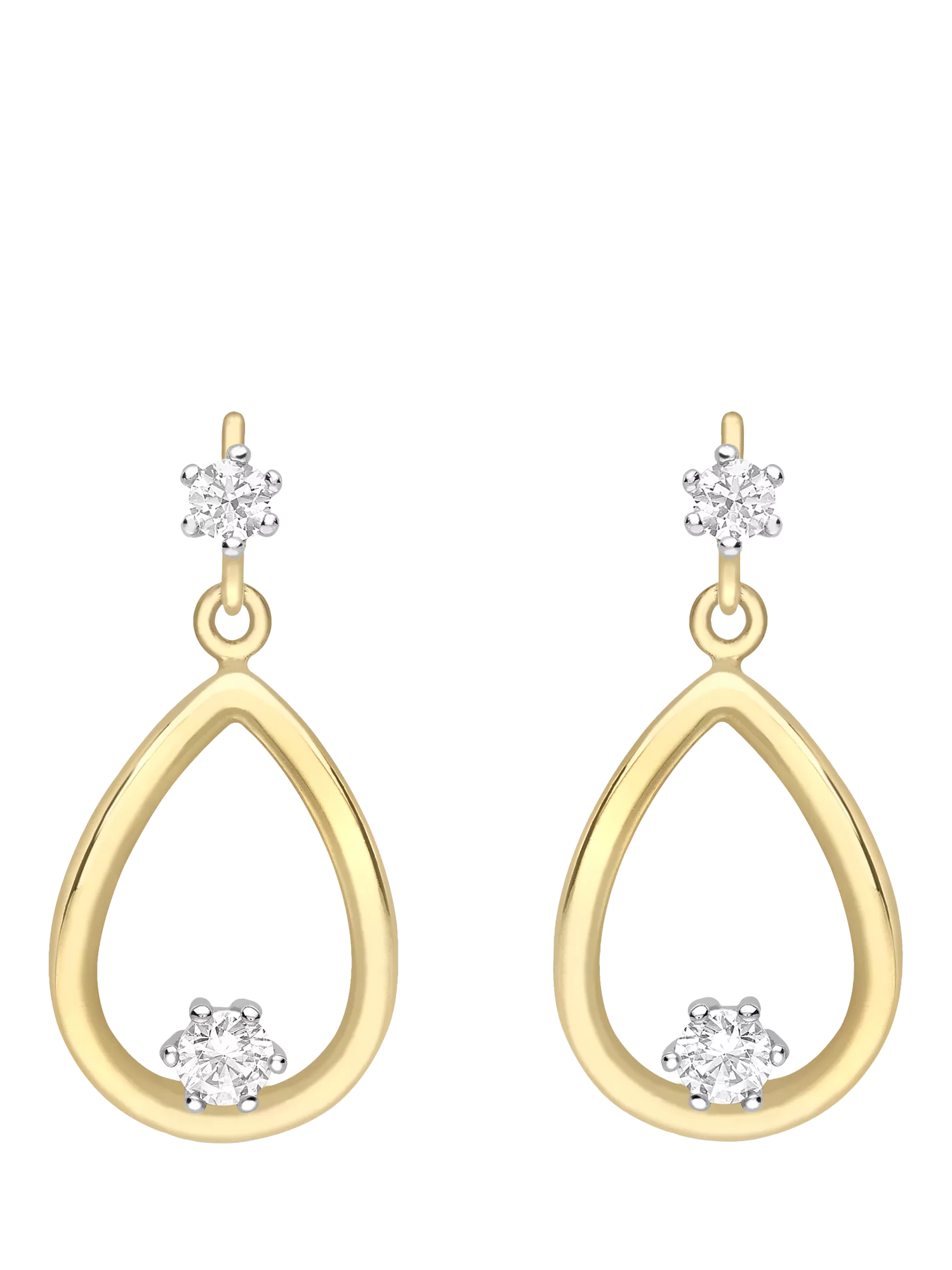 IBB 9ct gold cubic zirconia teardrop earrings, imported from the UK