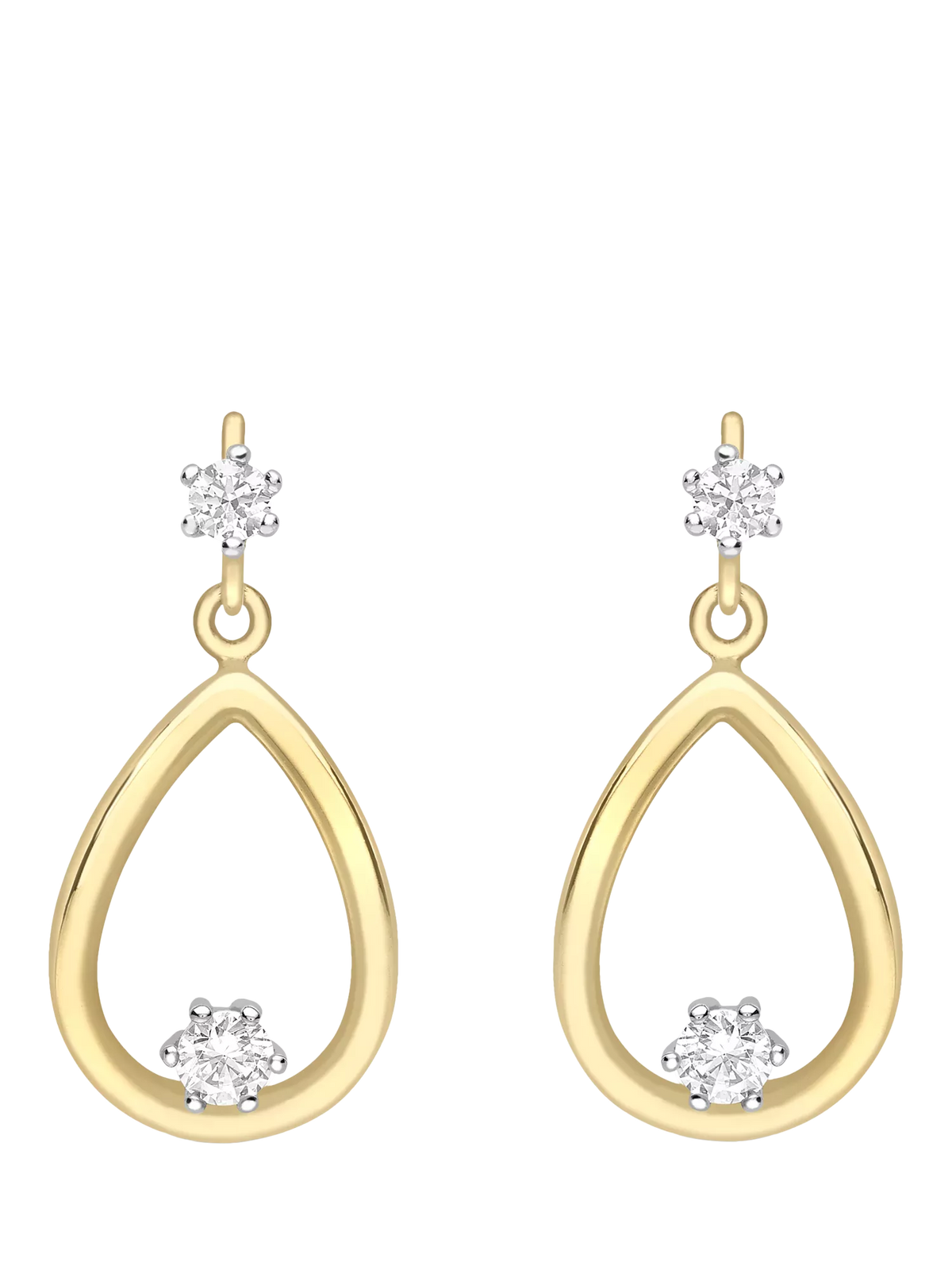 IBB 9ct gold cubic zirconia teardrop earrings, imported from the UK