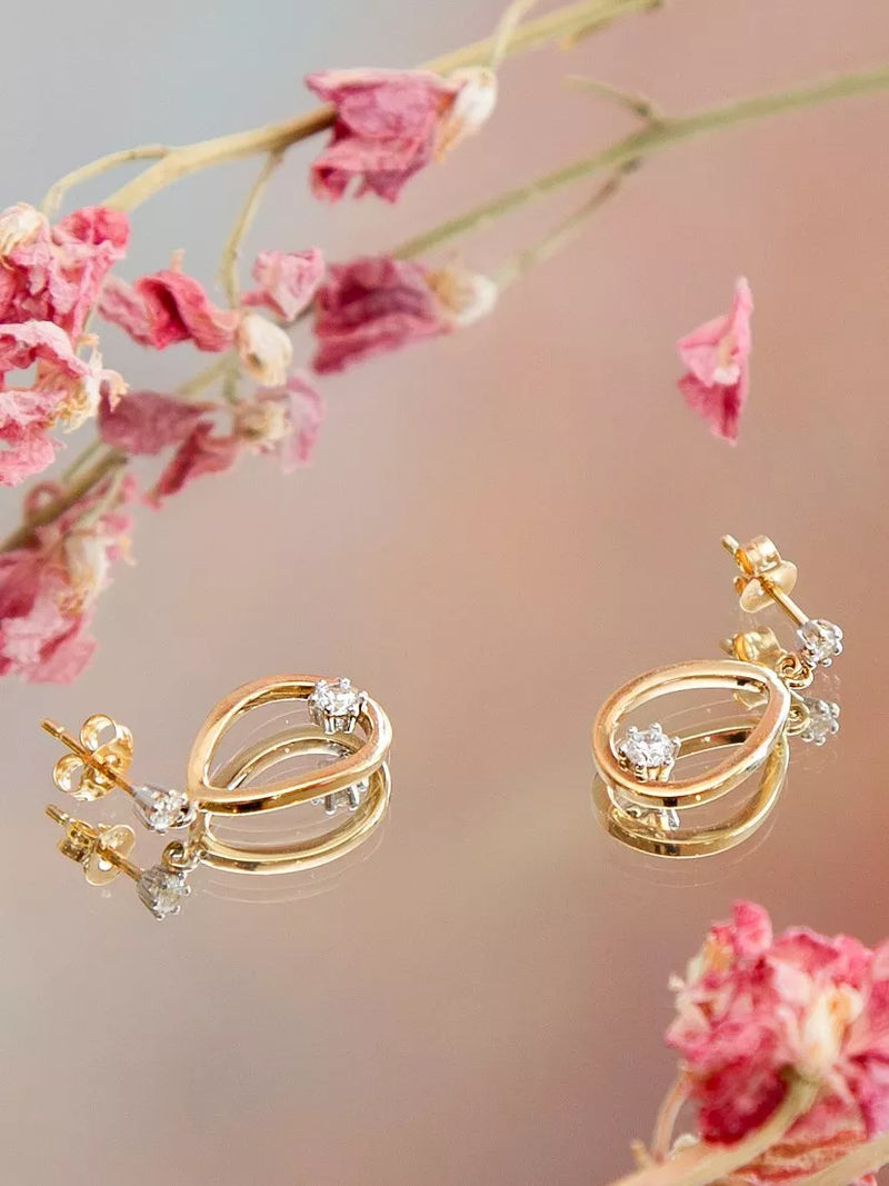 IBB 9ct gold cubic zirconia teardrop earrings, imported from the UK