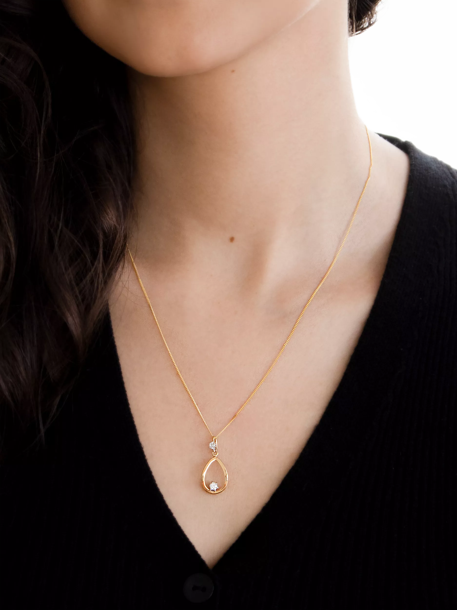 IBB 9ct gold cubic zirconia teardrop earrings, imported from the UK