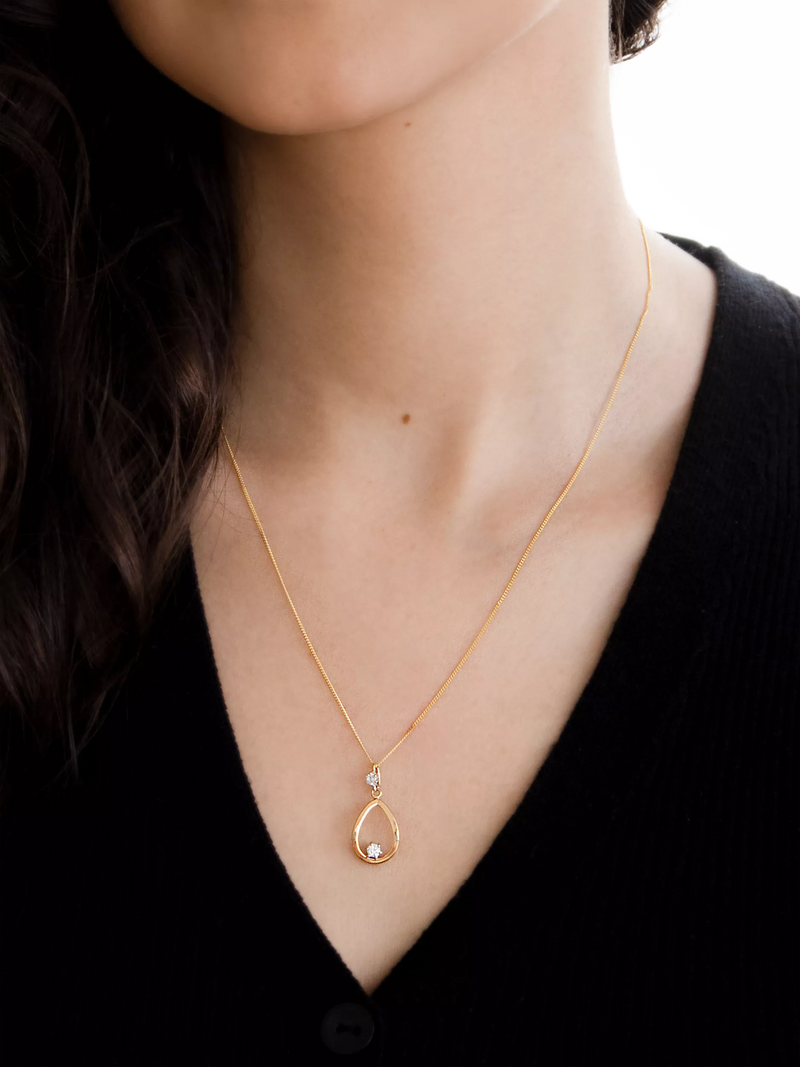 IBB 9ct gold cubic zirconia teardrop earrings, imported from the UK