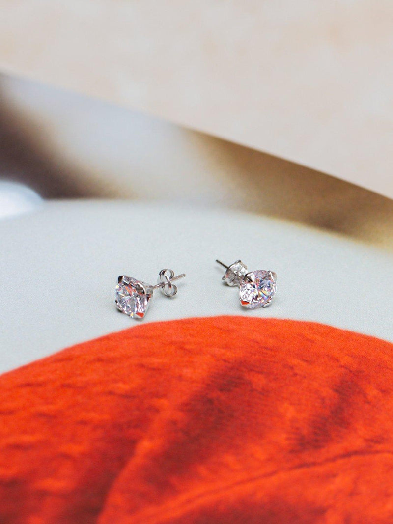 IBB stud earrings cubic zirconia round (British brand)