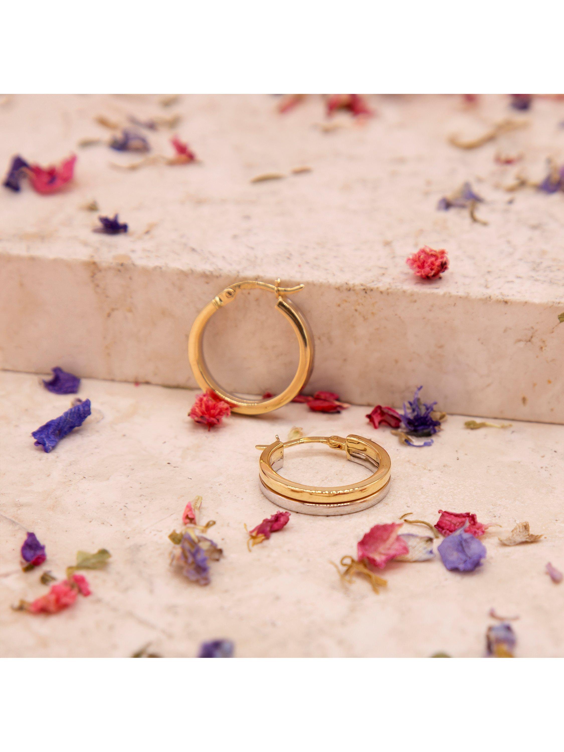 IBB 18ct two-tone hoop earrings, imported from the UK