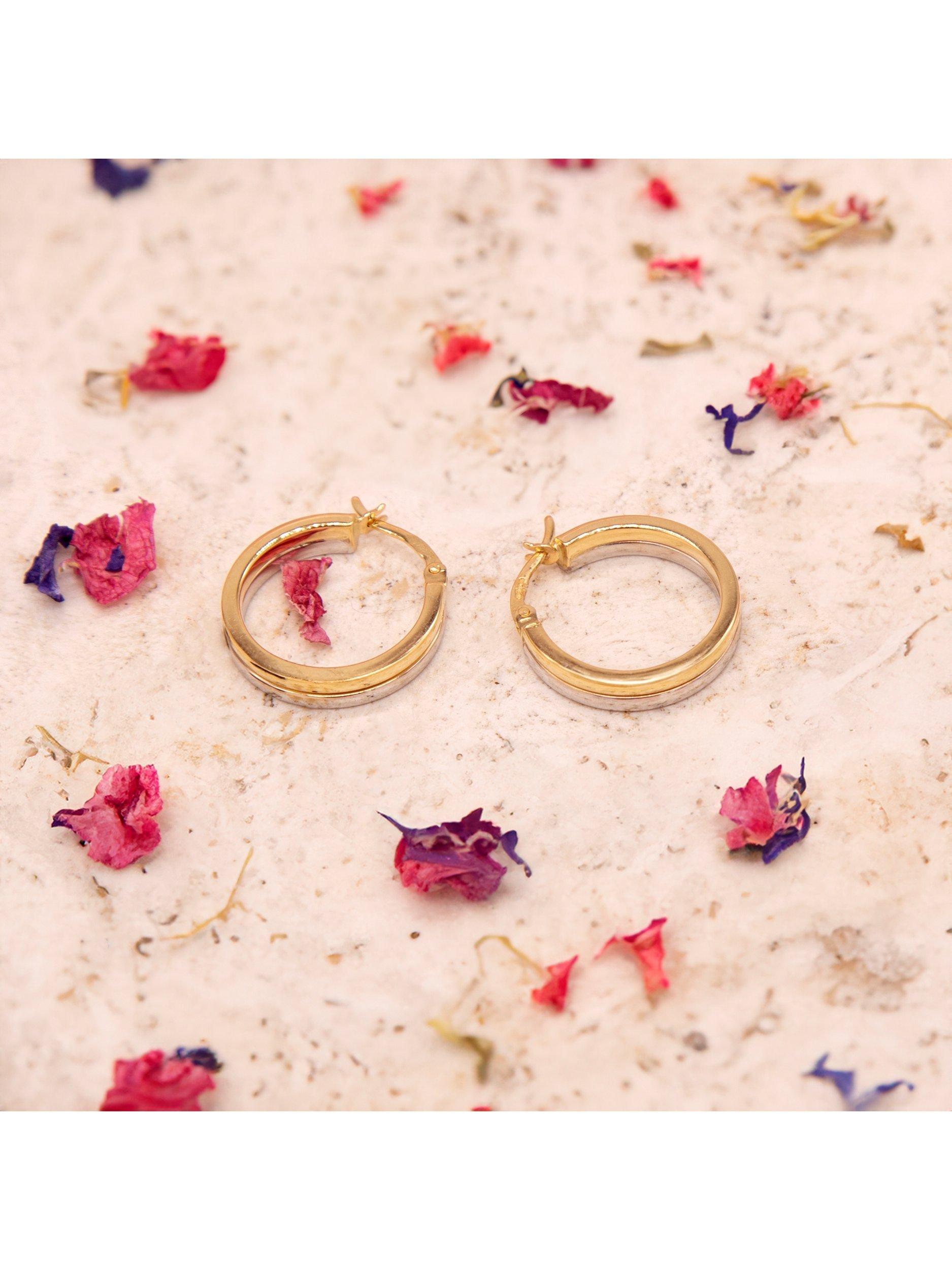 IBB 18ct two-tone hoop earrings, imported from the UK