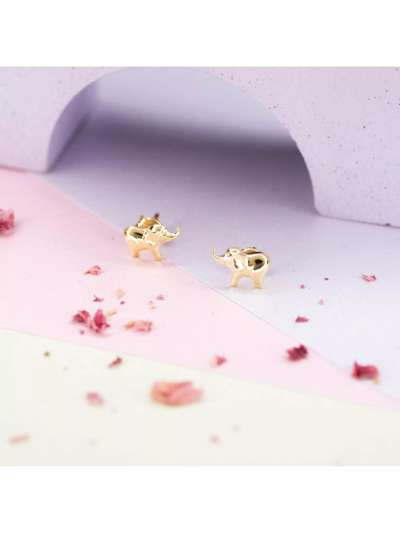 IBB baby elephant stud earrings 18ct gold, imported from the UK
