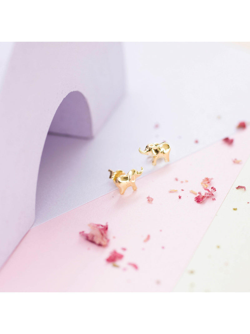 IBB baby elephant stud earrings 18ct gold, imported from the UK