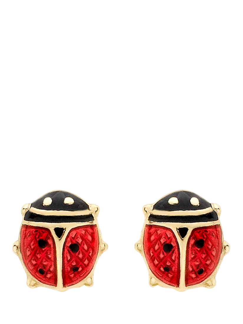IBB 18ct gold enamel ladybird stud earrings - British product