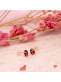 IBB 18ct gold enamel ladybird stud earrings - British product
