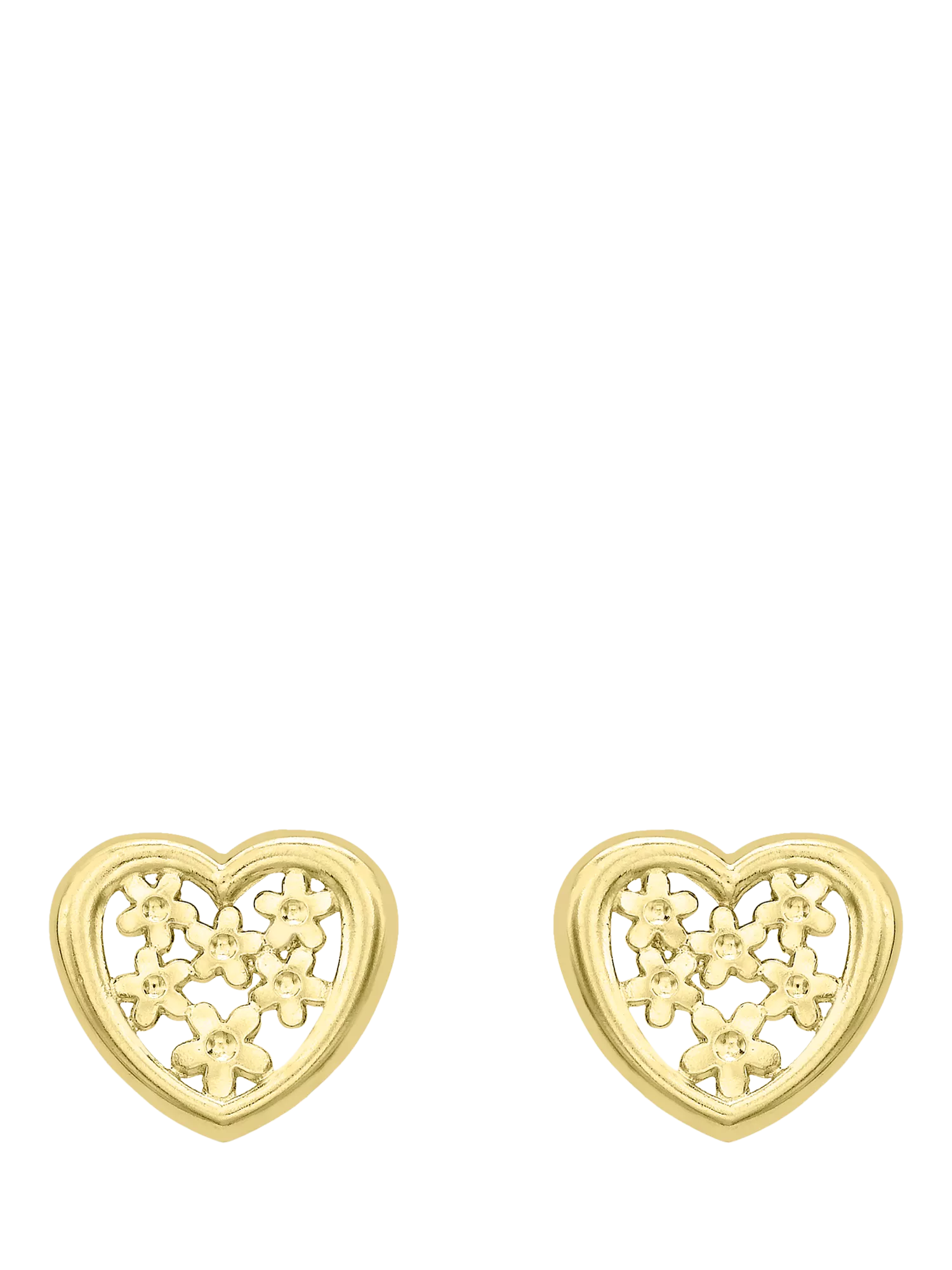 IBB 18ct gold flower heart stud earrings, imported from the UK
