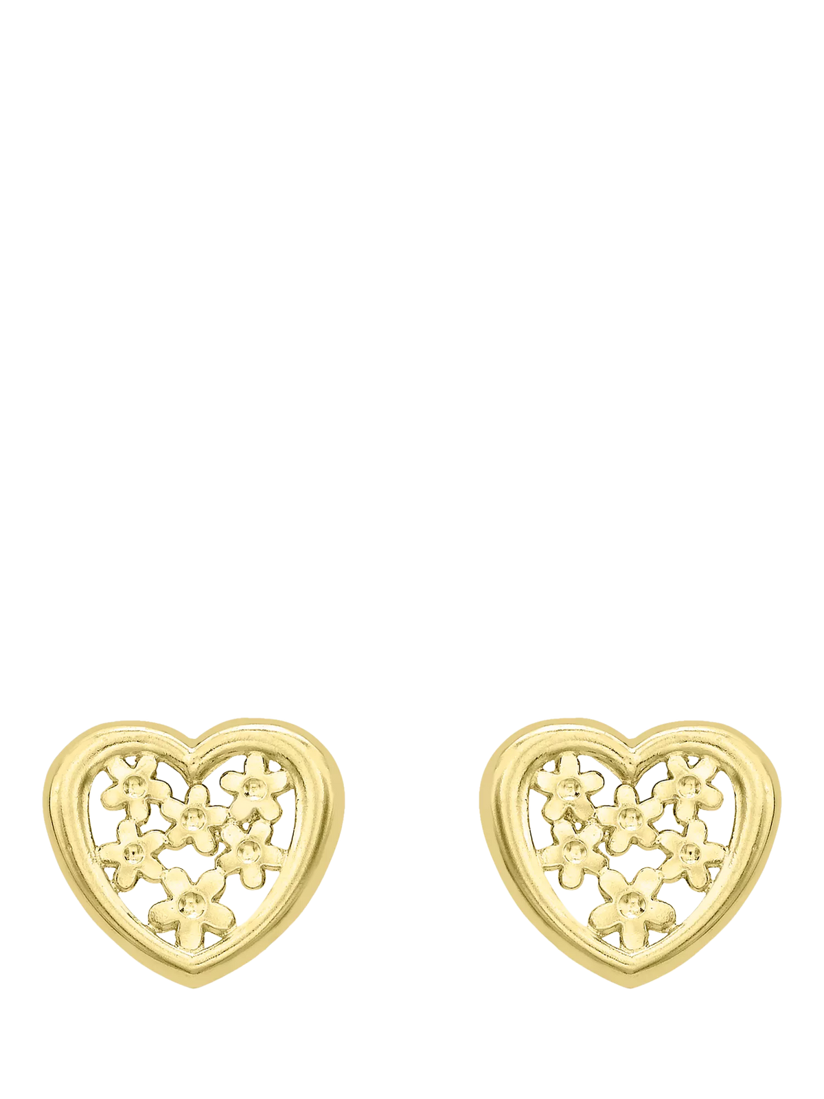 IBB 18ct gold flower heart stud earrings, imported from the UK