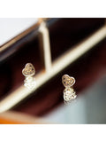 IBB 18ct gold flower heart stud earrings, imported from the UK